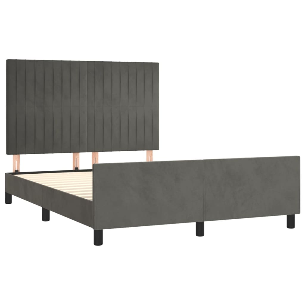 Bedframe met hoofdeinde fluweel donkergrijs 140x200 cm Bedden & bedframes | Creëer jouw Trendy Thuis | Gratis bezorgd & Retour | Trendy.nl