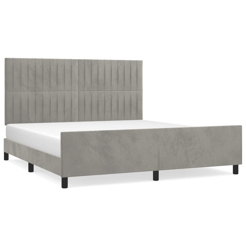 Bedframe met hoofdeinde fluweel lichtgrijs 180x200 cm Bedden & bedframes | Creëer jouw Trendy Thuis | Gratis bezorgd & Retour | Trendy.nl