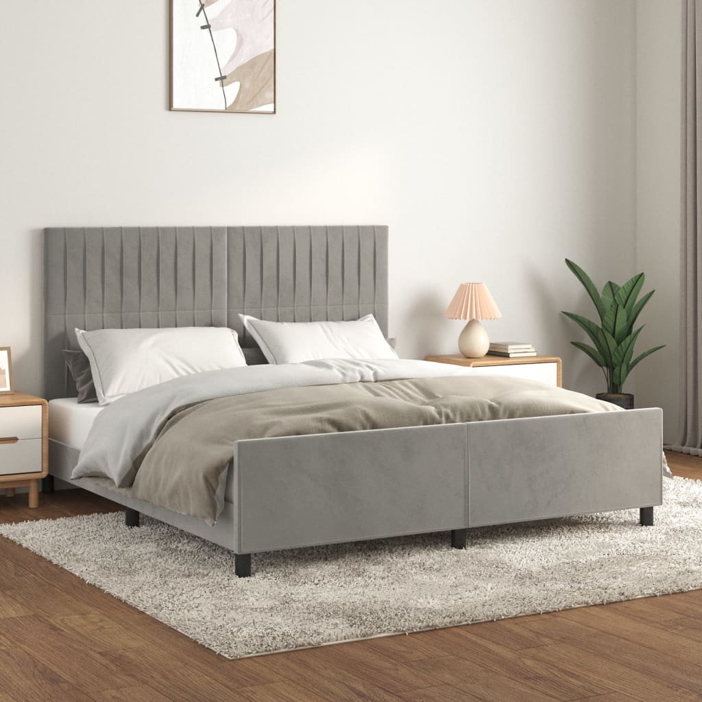 Bedframe met hoofdeinde fluweel lichtgrijs 180x200 cm Bedden & bedframes | Creëer jouw Trendy Thuis | Gratis bezorgd & Retour | Trendy.nl