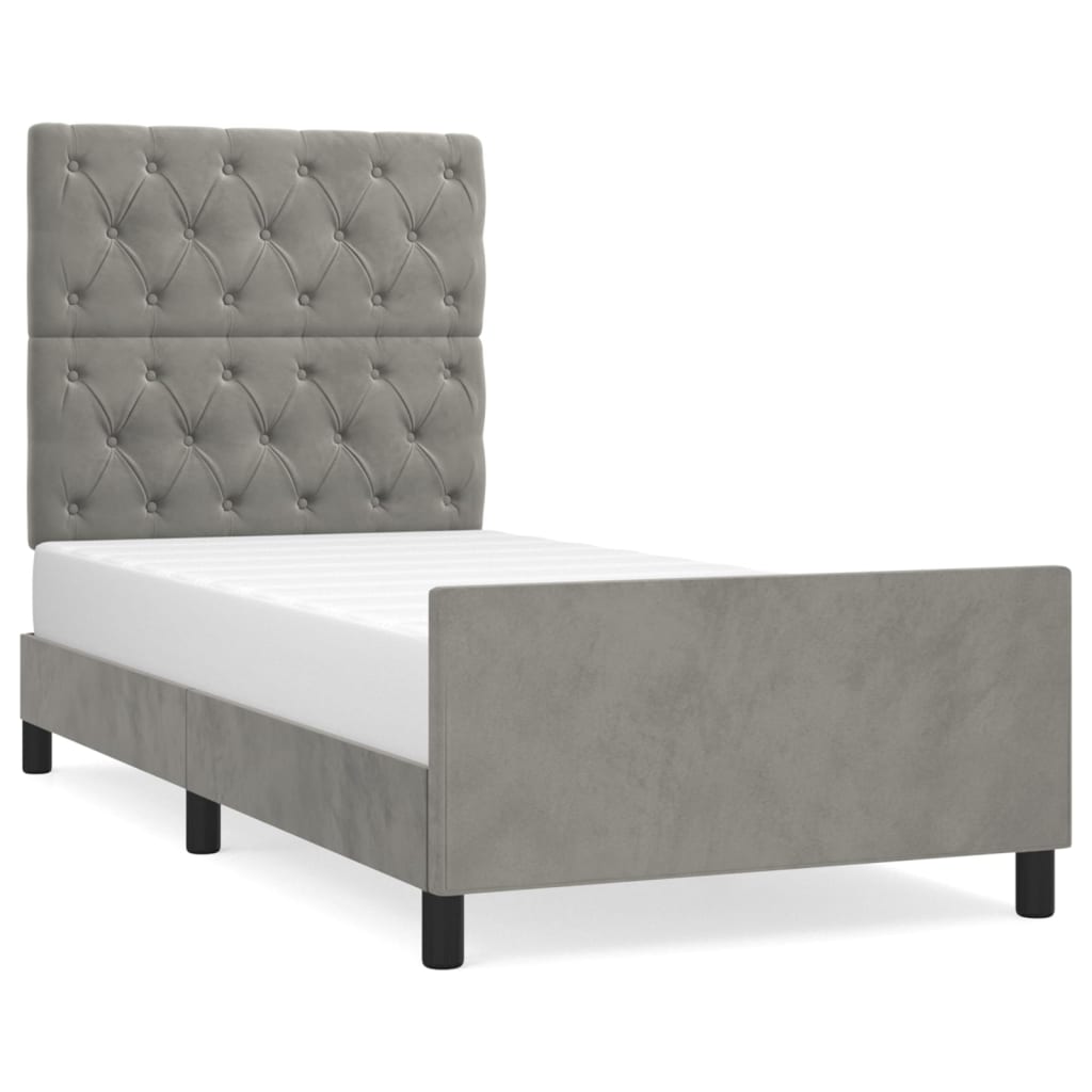 Bedframe met hoofdeinde fluweel lichtgrijs 80x200 cm Bedden & bedframes | Creëer jouw Trendy Thuis | Gratis bezorgd & Retour | Trendy.nl