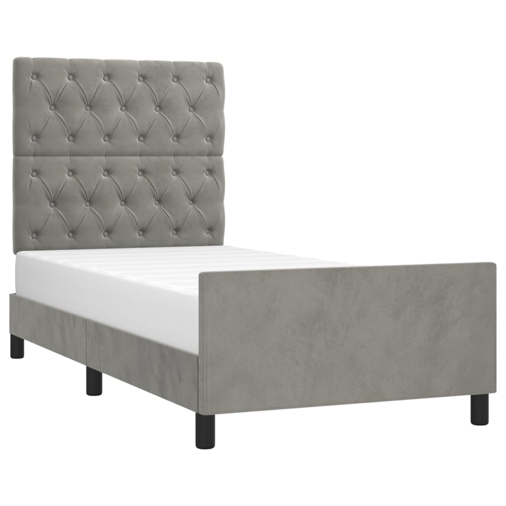 Bedframe met hoofdeinde fluweel lichtgrijs 80x200 cm Bedden & bedframes | Creëer jouw Trendy Thuis | Gratis bezorgd & Retour | Trendy.nl