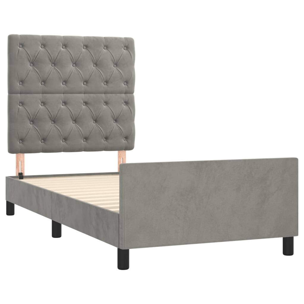 Bedframe met hoofdeinde fluweel lichtgrijs 80x200 cm Bedden & bedframes | Creëer jouw Trendy Thuis | Gratis bezorgd & Retour | Trendy.nl