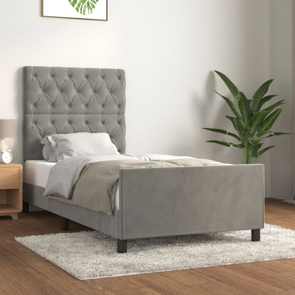 Bedframe met hoofdeinde fluweel lichtgrijs 80x200 cm Bedden & bedframes | Creëer jouw Trendy Thuis | Gratis bezorgd & Retour | Trendy.nl