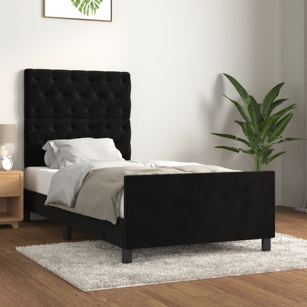 Bedframe met hoofdeinde fluweel zwart 80x200 cm Bedden & bedframes | Creëer jouw Trendy Thuis | Gratis bezorgd & Retour | Trendy.nl