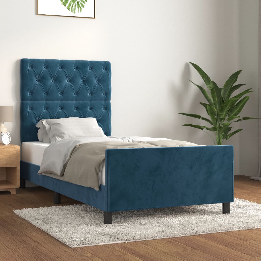 Bedframe zonder matras 80x200 cm fluweel donkerblauw