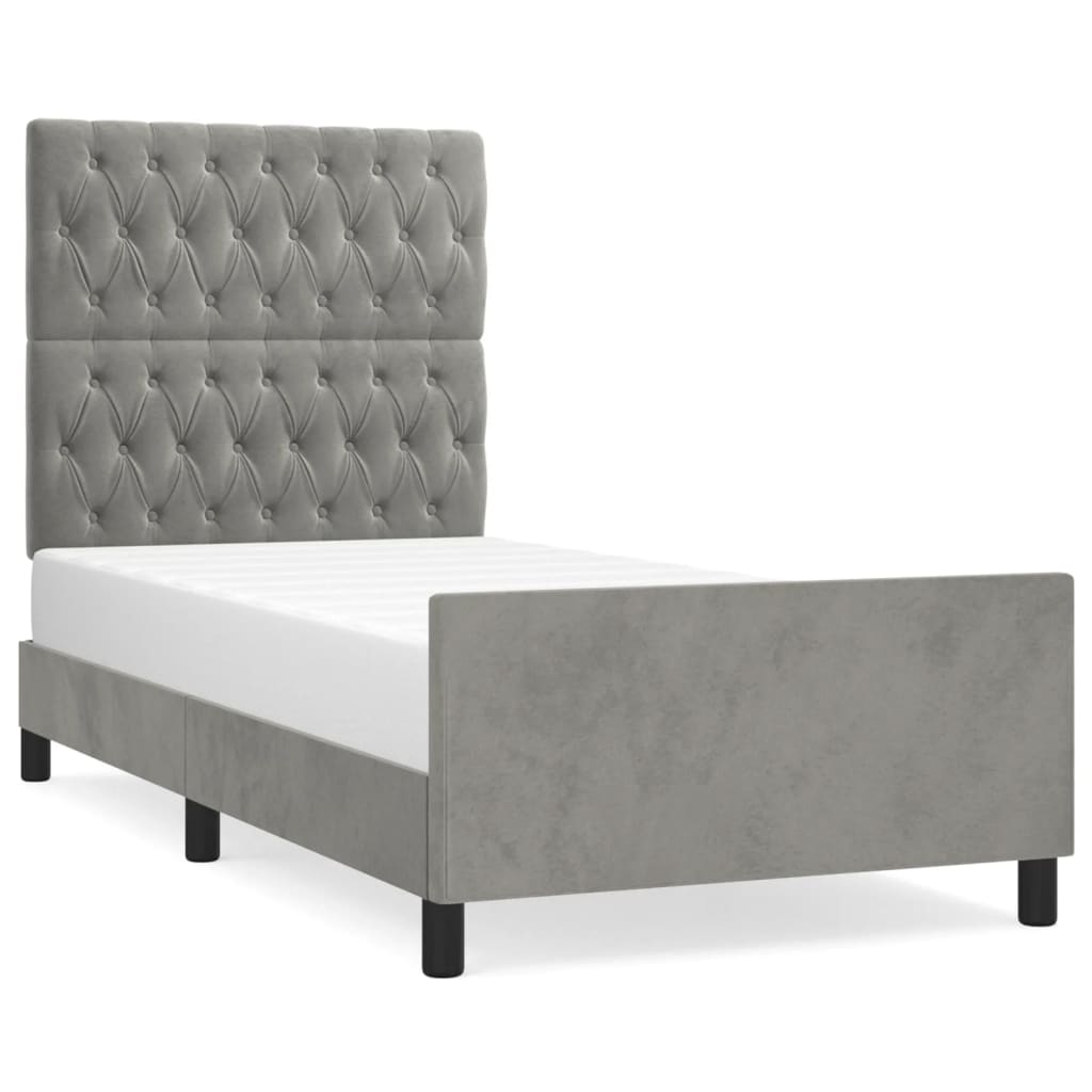 Bedframe met hoofdeinde fluweel lichtgrijs 90x190 cm Bedden & bedframes | Creëer jouw Trendy Thuis | Gratis bezorgd & Retour | Trendy.nl