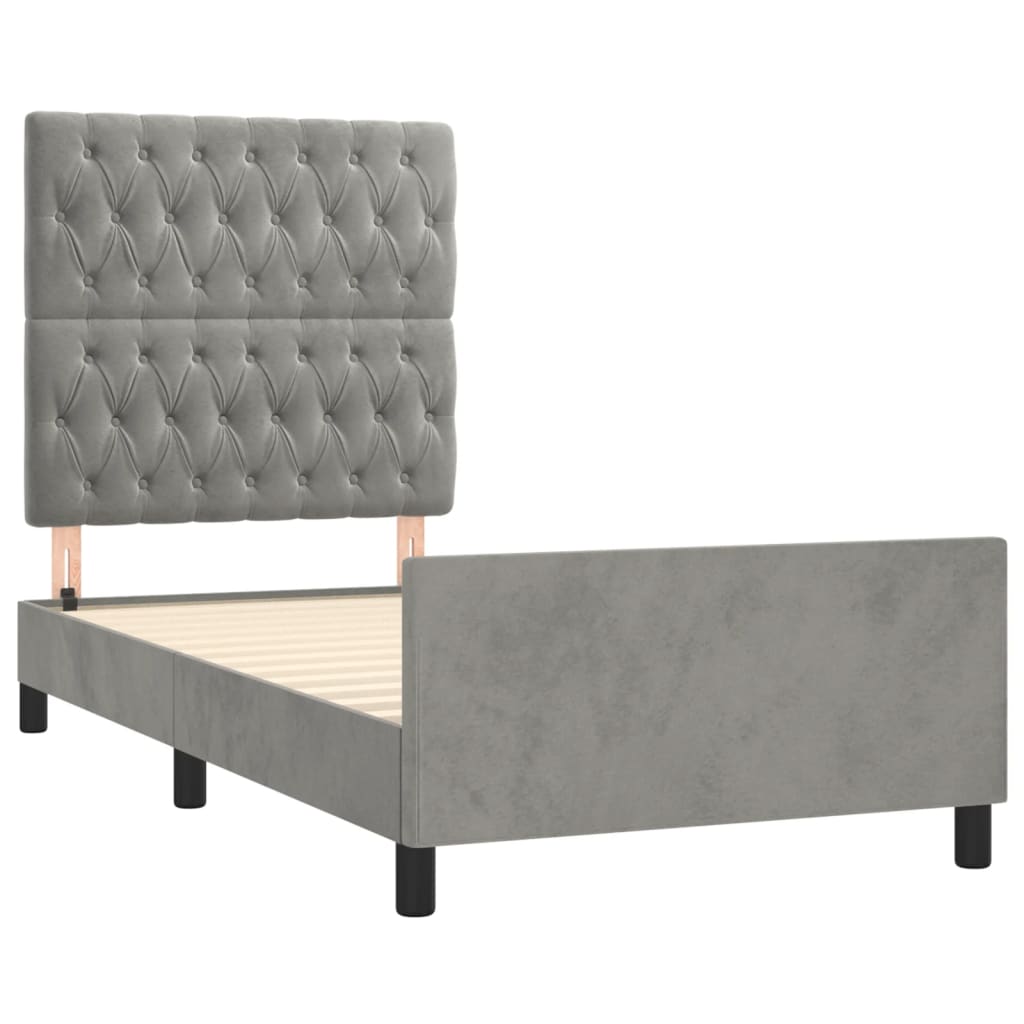 Bedframe met hoofdeinde fluweel lichtgrijs 90x190 cm Bedden & bedframes | Creëer jouw Trendy Thuis | Gratis bezorgd & Retour | Trendy.nl