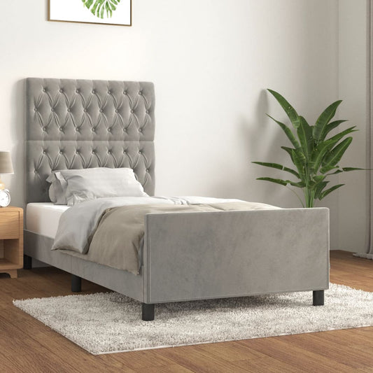 Bedframe met hoofdeinde fluweel lichtgrijs 90x190 cm Bedden & bedframes | Creëer jouw Trendy Thuis | Gratis bezorgd & Retour | Trendy.nl