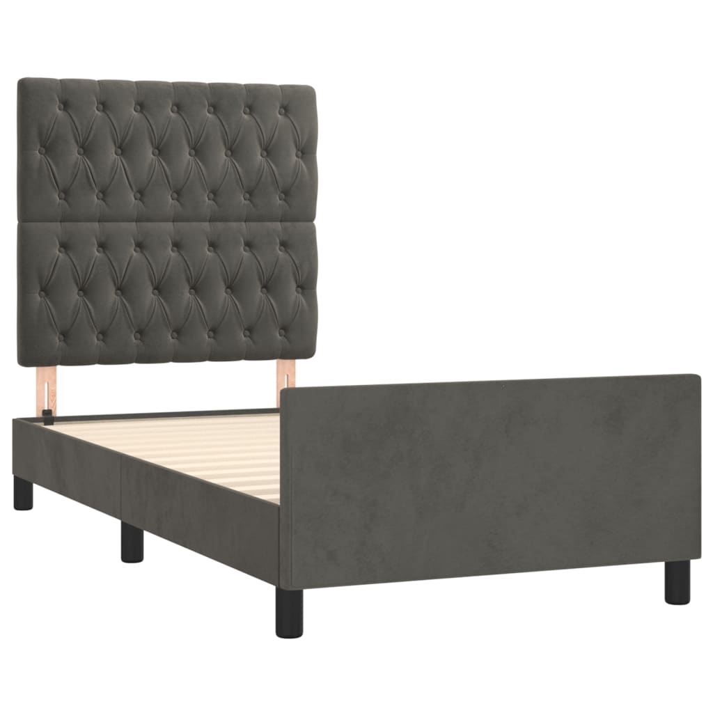 Bedframe met hoofdeinde fluweel donkergrijs 90x190 cm Bedden & bedframes | Creëer jouw Trendy Thuis | Gratis bezorgd & Retour | Trendy.nl