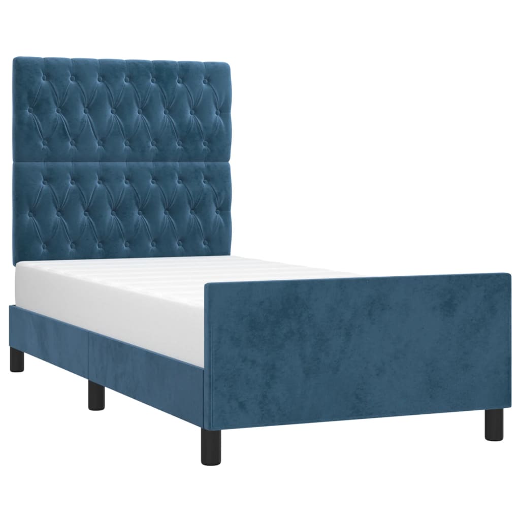 Bedframe met hoofdeinde fluweel donkerblauw 90x190 cm Bedden & bedframes | Creëer jouw Trendy Thuis | Gratis bezorgd & Retour | Trendy.nl