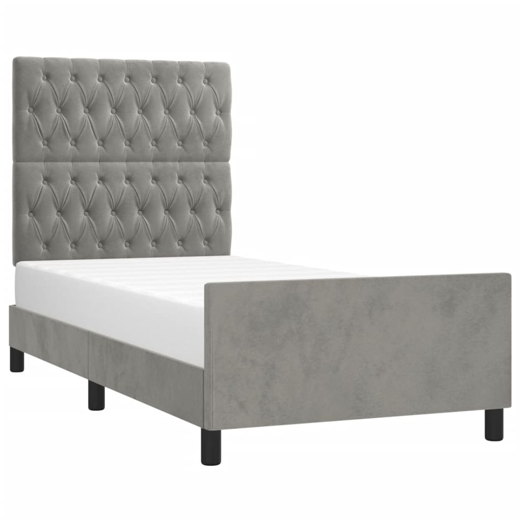 Bedframe met hoofdeinde fluweel lichtgrijs 90x200 cm Bedden & bedframes | Creëer jouw Trendy Thuis | Gratis bezorgd & Retour | Trendy.nl