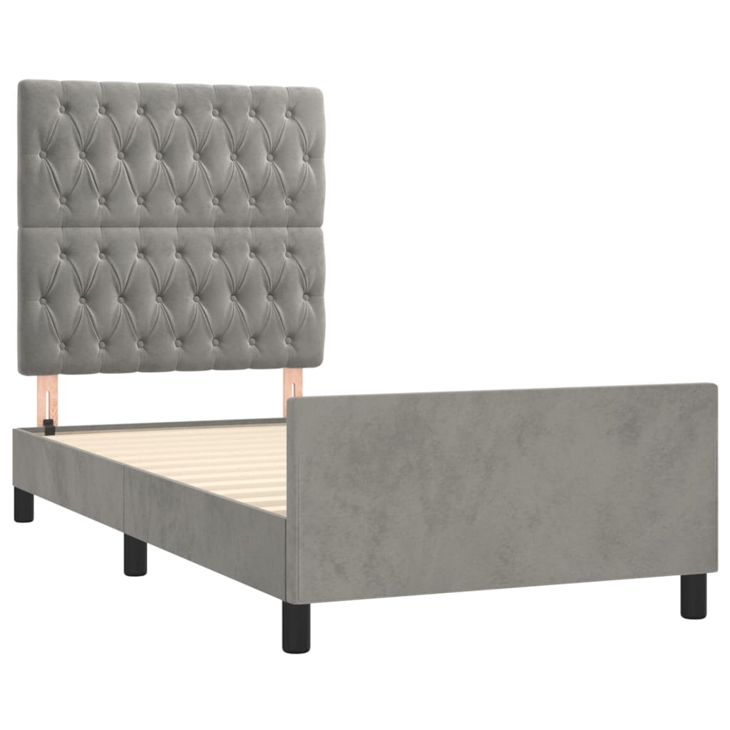 Bedframe met hoofdeinde fluweel lichtgrijs 90x200 cm Bedden & bedframes | Creëer jouw Trendy Thuis | Gratis bezorgd & Retour | Trendy.nl