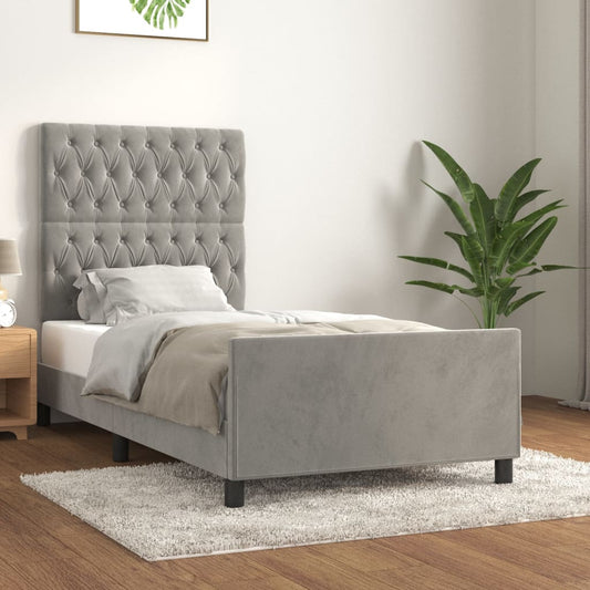 Bedframe met hoofdeinde fluweel lichtgrijs 90x200 cm Bedden & bedframes | Creëer jouw Trendy Thuis | Gratis bezorgd & Retour | Trendy.nl