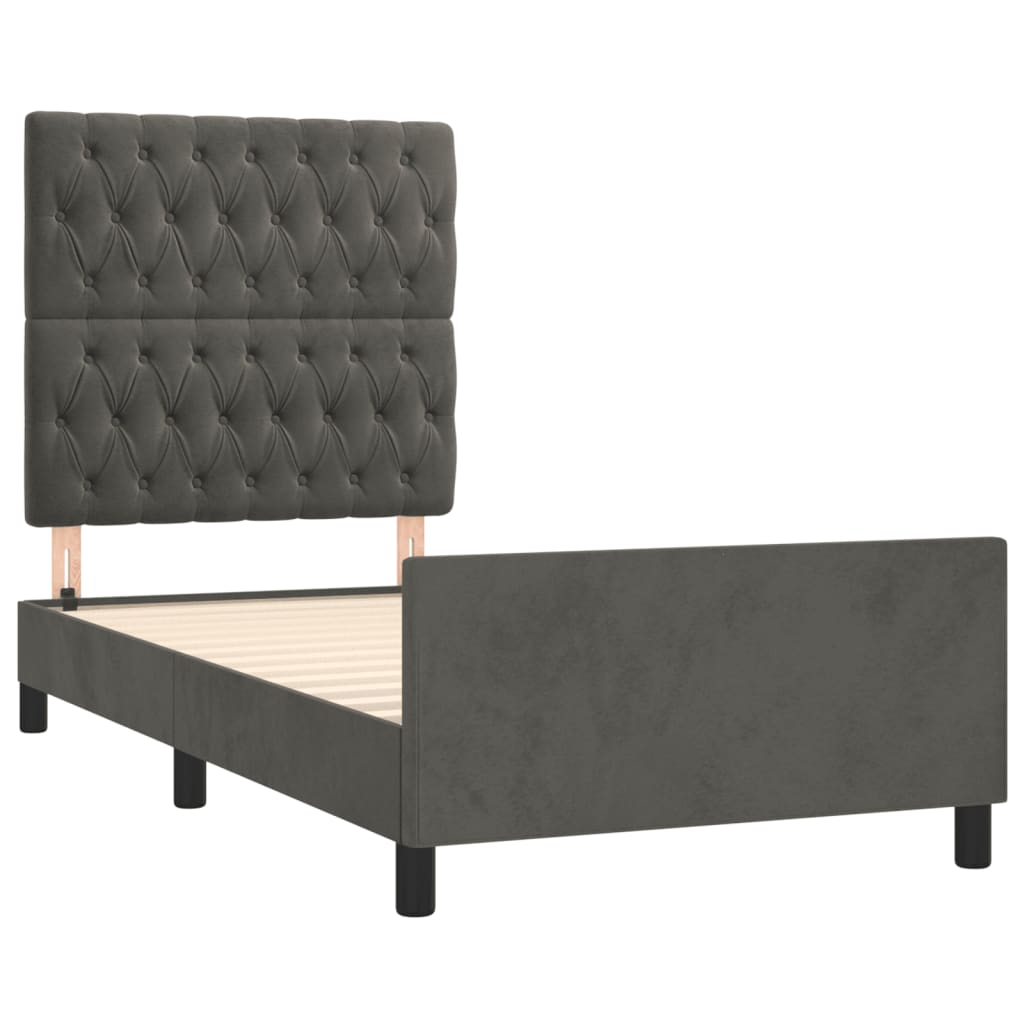 Bedframe met hoofdeinde fluweel donkergrijs 90x200 cm Bedden & bedframes | Creëer jouw Trendy Thuis | Gratis bezorgd & Retour | Trendy.nl