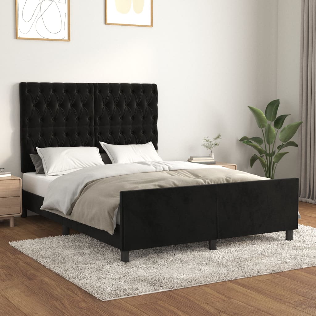 Bedframe zonder matras 140x190 cm fluweel zwart