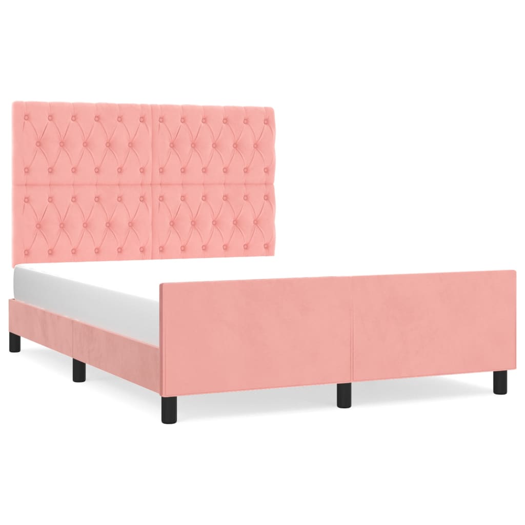 Bedframe met hoofdeinde fluweel roze 140x190 cm Bedden & bedframes | Creëer jouw Trendy Thuis | Gratis bezorgd & Retour | Trendy.nl