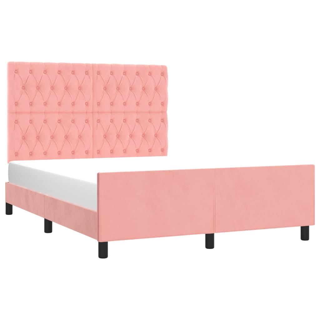 Bedframe met hoofdeinde fluweel roze 140x190 cm Bedden & bedframes | Creëer jouw Trendy Thuis | Gratis bezorgd & Retour | Trendy.nl