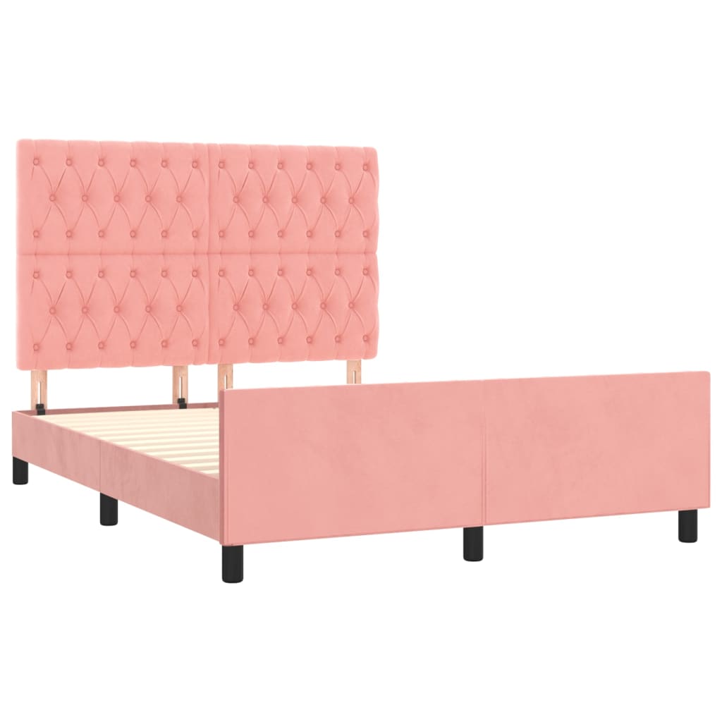 Bedframe met hoofdeinde fluweel roze 140x190 cm Bedden & bedframes | Creëer jouw Trendy Thuis | Gratis bezorgd & Retour | Trendy.nl