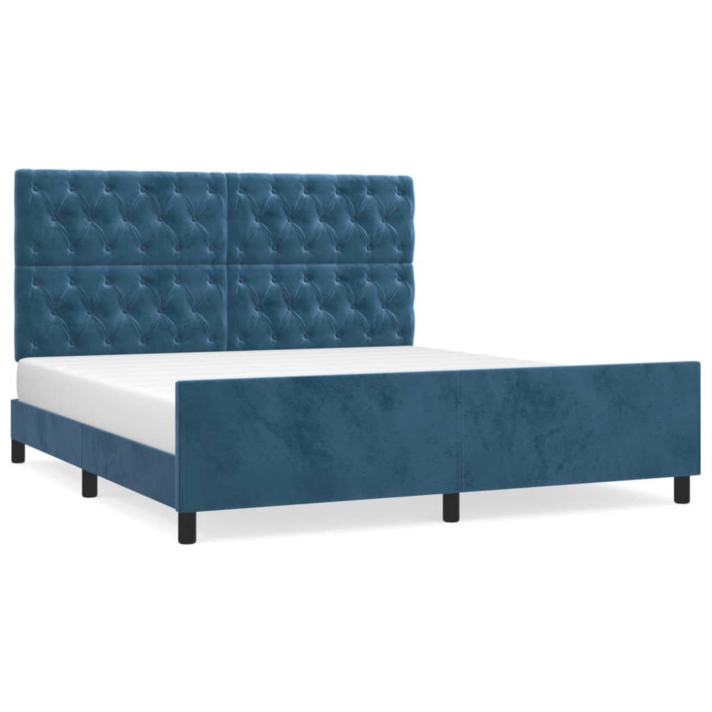 Bedframe zonder matras 160x200 cm fluweel donkerblauw