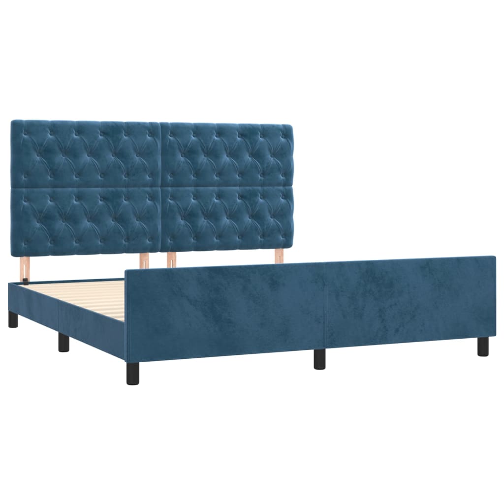 Bedframe zonder matras 160x200 cm fluweel donkerblauw