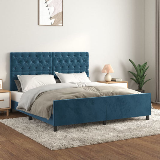 Bedframe zonder matras 160x200 cm fluweel donkerblauw