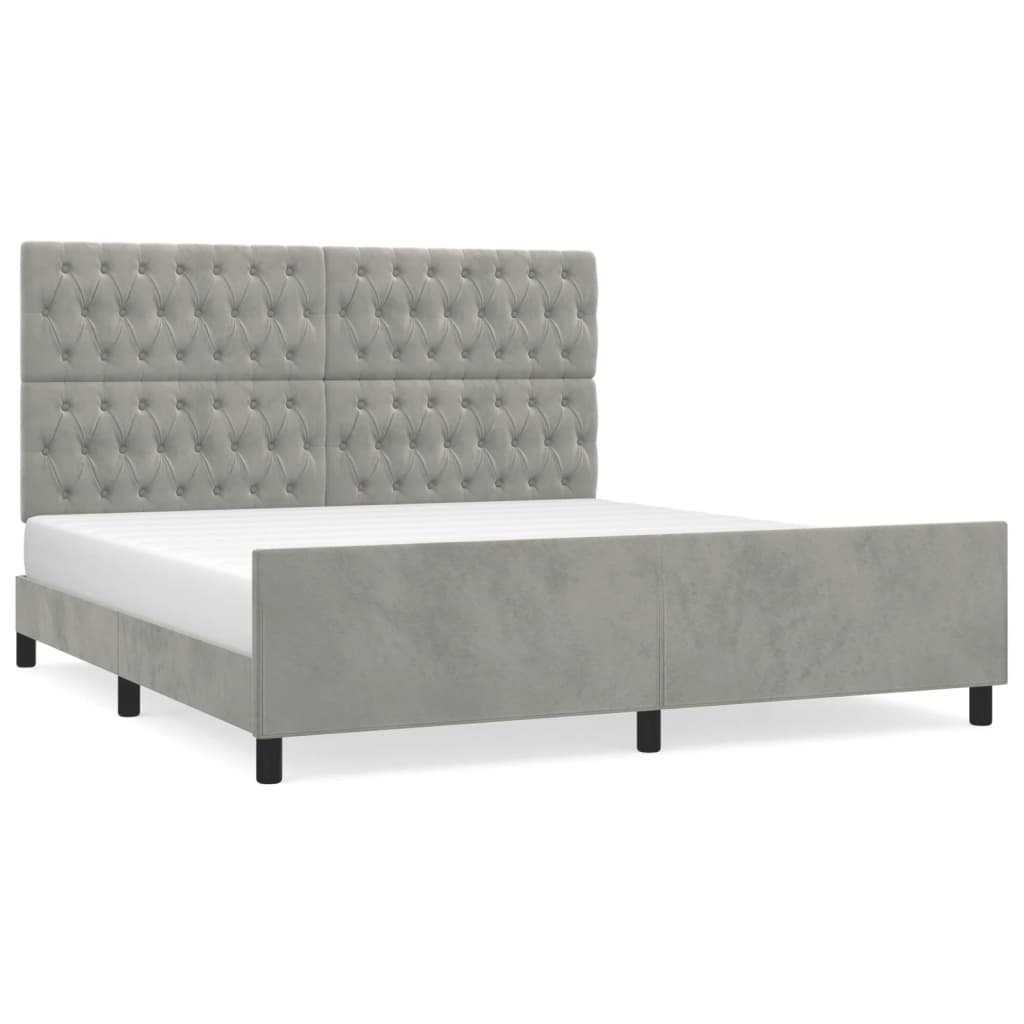 Bedframe met hoofdeinde fluweel lichtgrijs 180x200 cm Bedden & bedframes | Creëer jouw Trendy Thuis | Gratis bezorgd & Retour | Trendy.nl