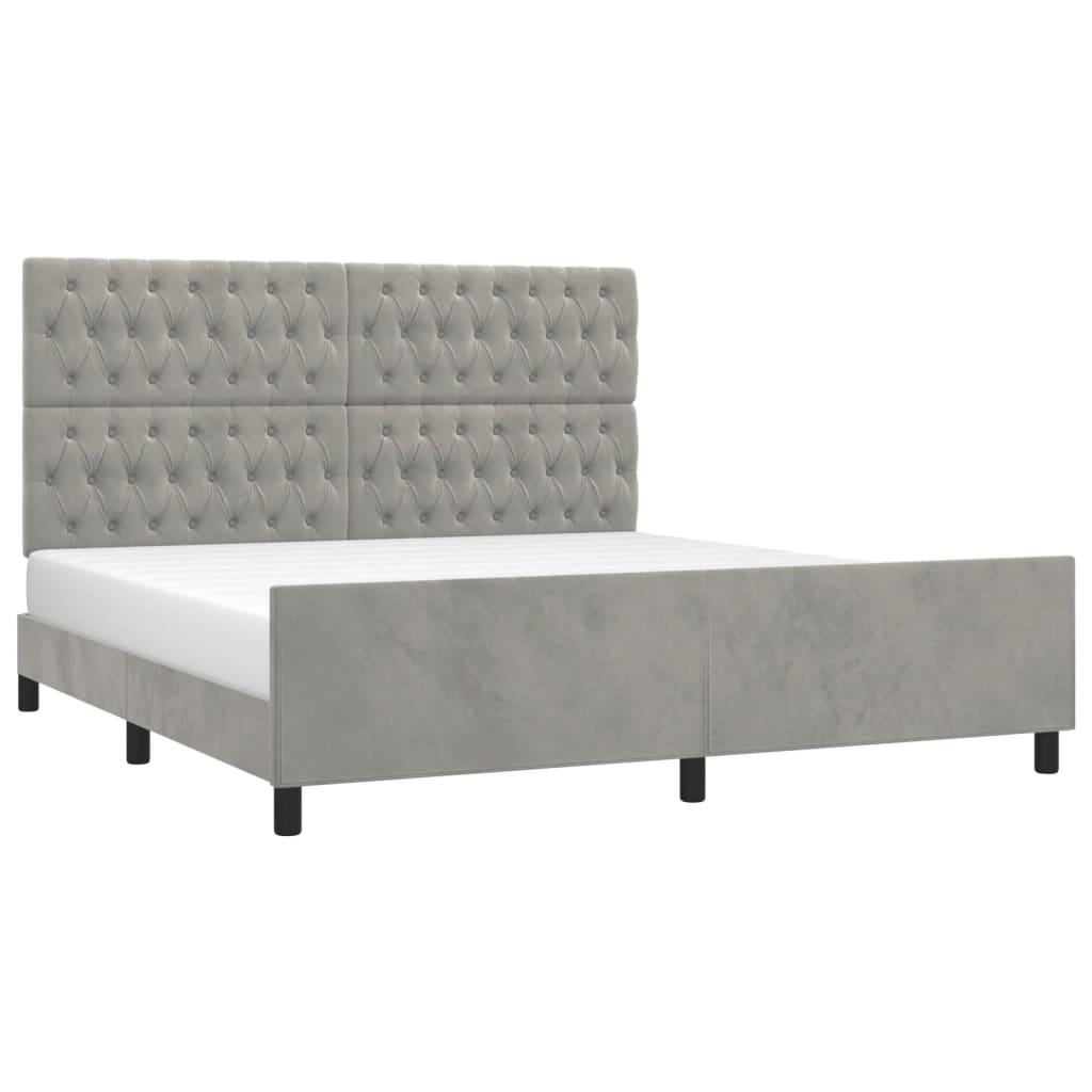 Bedframe met hoofdeinde fluweel lichtgrijs 180x200 cm Bedden & bedframes | Creëer jouw Trendy Thuis | Gratis bezorgd & Retour | Trendy.nl