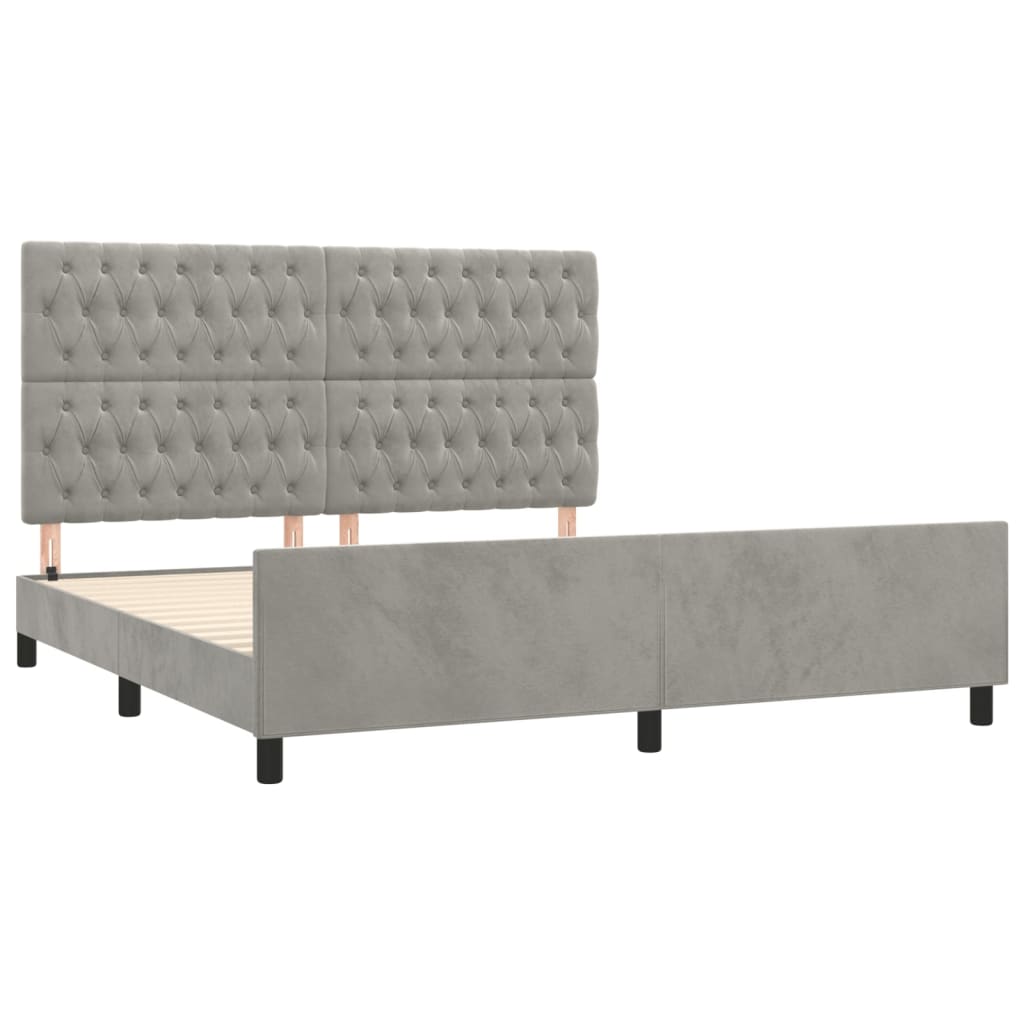 Bedframe met hoofdeinde fluweel lichtgrijs 180x200 cm Bedden & bedframes | Creëer jouw Trendy Thuis | Gratis bezorgd & Retour | Trendy.nl