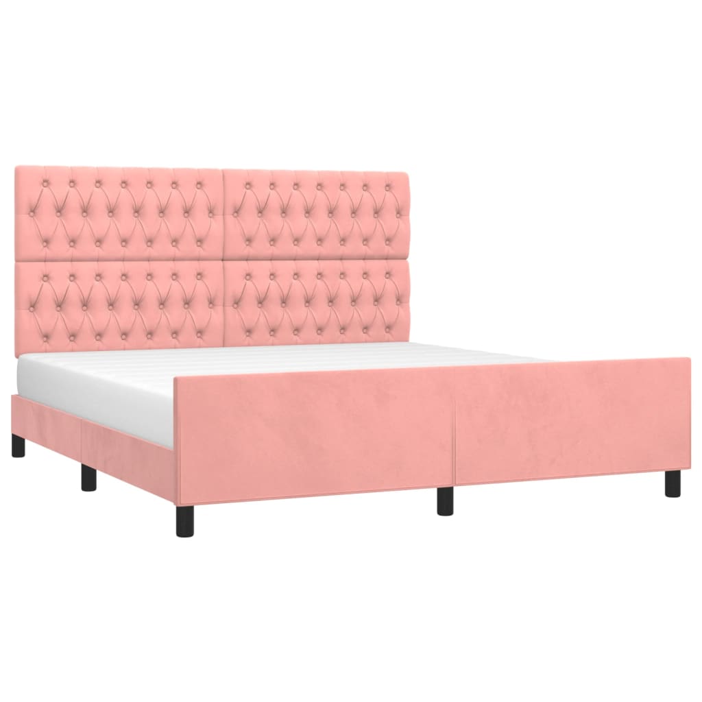 Bedframe met hoofdeinde fluweel roze 180x200 cm