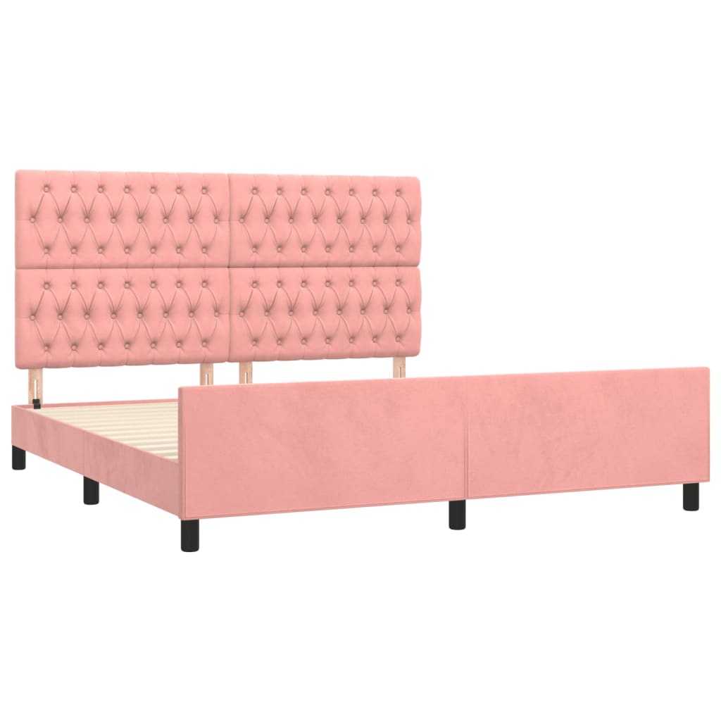 Bedframe met hoofdeinde fluweel roze 180x200 cm