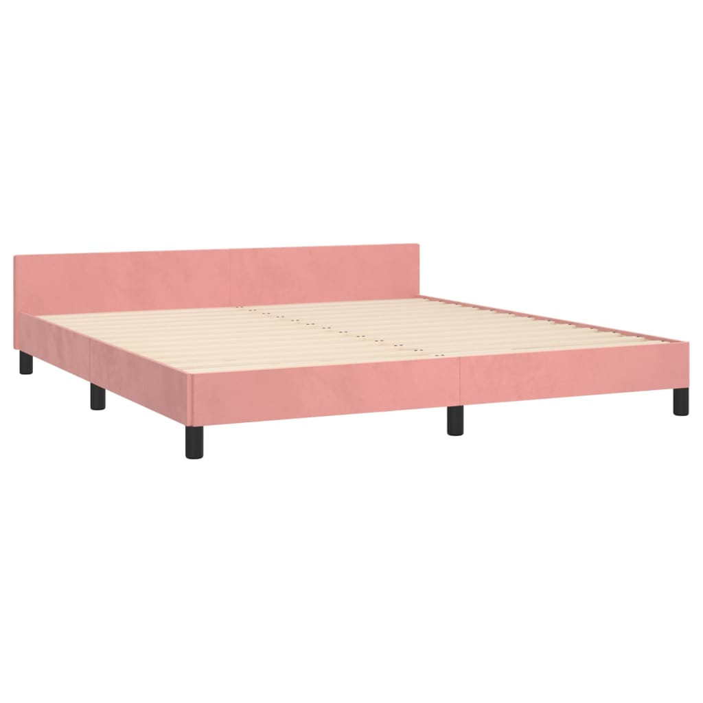 Bedframe met hoofdeinde fluweel roze 180x200 cm