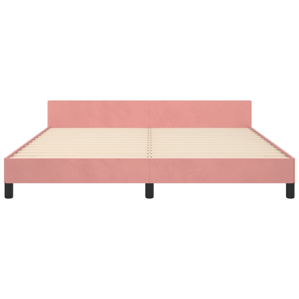 Bedframe met hoofdeinde fluweel roze 180x200 cm