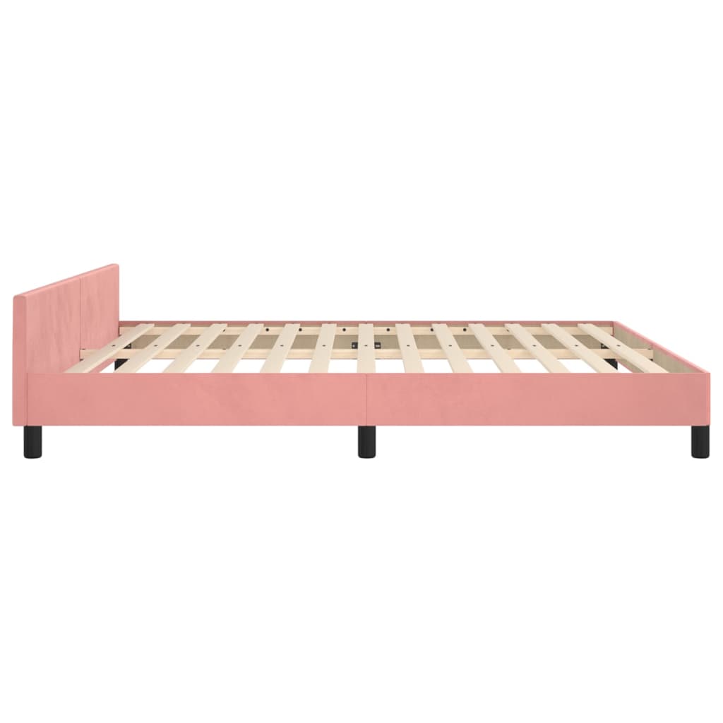 Bedframe met hoofdeinde fluweel roze 180x200 cm