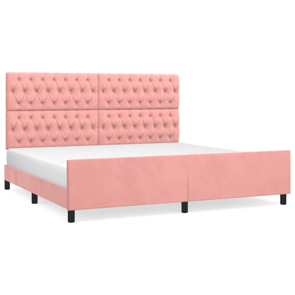 Bedframe met hoofdeinde fluweel roze 200x200 cm Bedden & bedframes | Creëer jouw Trendy Thuis | Gratis bezorgd & Retour | Trendy.nl