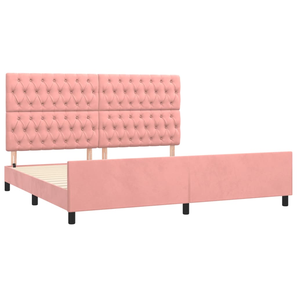 Bedframe met hoofdeinde fluweel roze 200x200 cm Bedden & bedframes | Creëer jouw Trendy Thuis | Gratis bezorgd & Retour | Trendy.nl