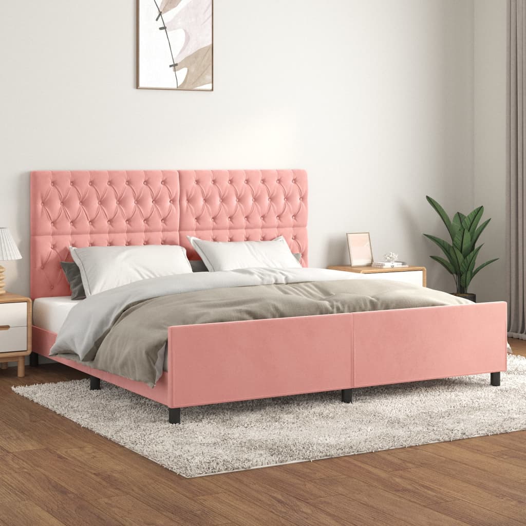 Bedframe met hoofdeinde fluweel roze 200x200 cm Bedden & bedframes | Creëer jouw Trendy Thuis | Gratis bezorgd & Retour | Trendy.nl