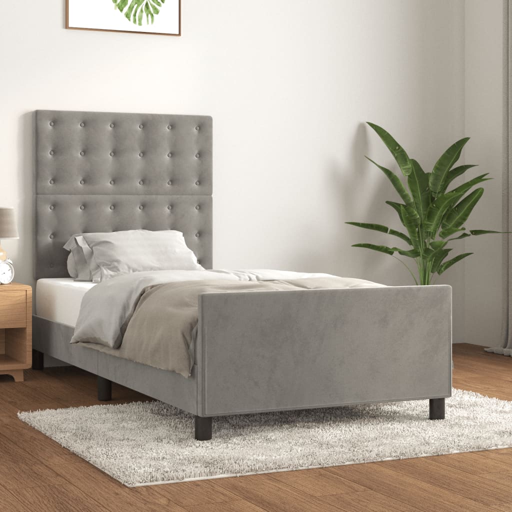 Bedframe met hoofdeinde fluweel lichtgrijs 80x200 cm Bedden & bedframes | Creëer jouw Trendy Thuis | Gratis bezorgd & Retour | Trendy.nl