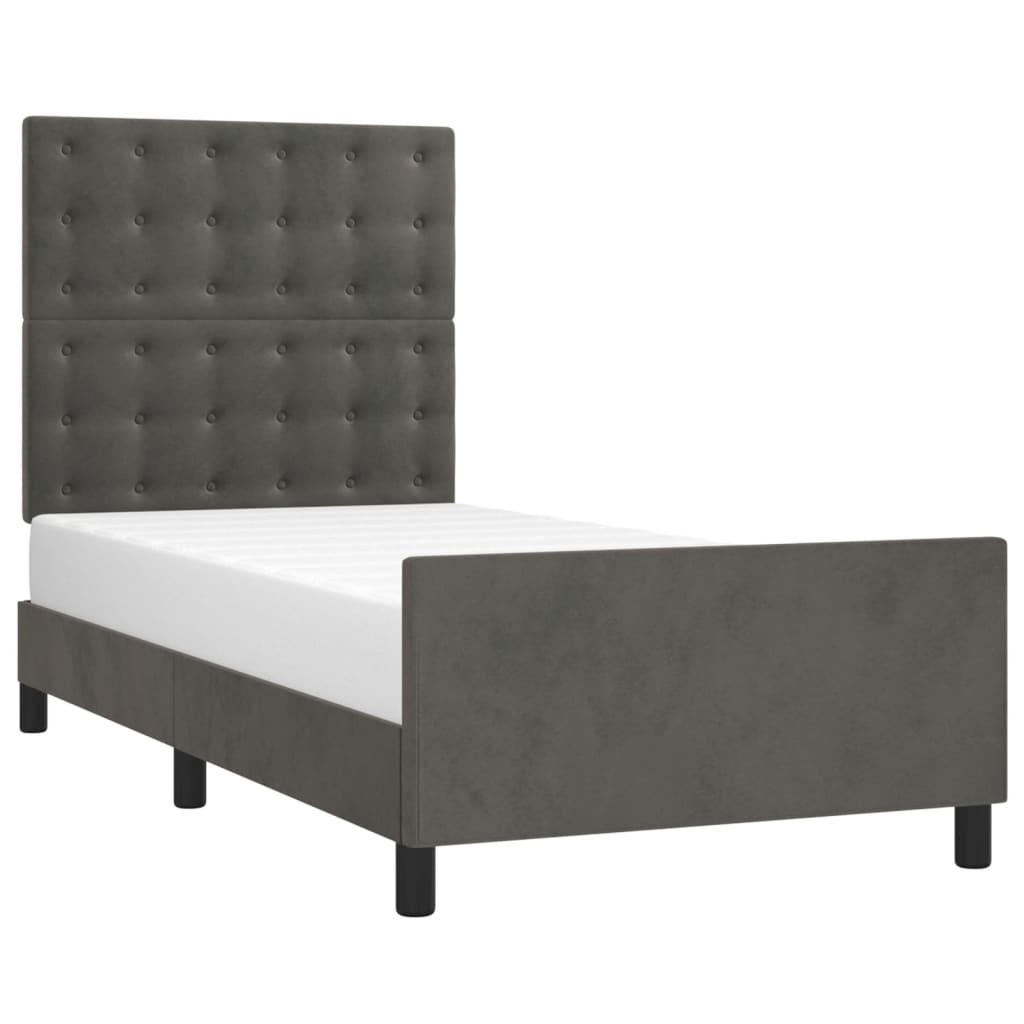 Bedframe met hoofdeinde fluweel donkergrijs 80x200 cm Bedden & bedframes | Creëer jouw Trendy Thuis | Gratis bezorgd & Retour | Trendy.nl