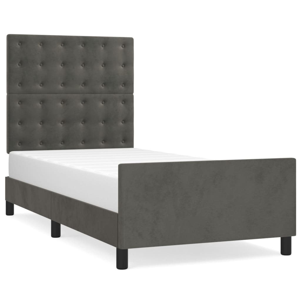 Bedframe met hoofdeinde fluweel donkergrijs 80x200 cm Bedden & bedframes | Creëer jouw Trendy Thuis | Gratis bezorgd & Retour | Trendy.nl