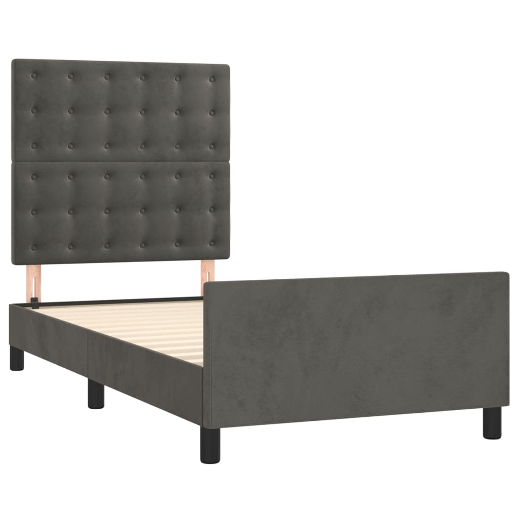 Bedframe met hoofdeinde fluweel donkergrijs 80x200 cm Bedden & bedframes | Creëer jouw Trendy Thuis | Gratis bezorgd & Retour | Trendy.nl