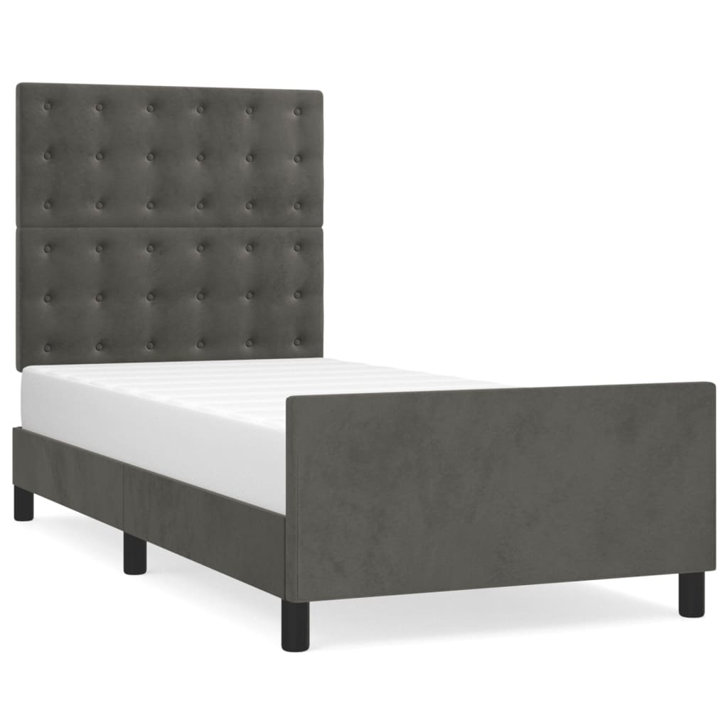 Bedframe met hoofdeinde fluweel donkergrijs 90x190 cm Bedden & bedframes | Creëer jouw Trendy Thuis | Gratis bezorgd & Retour | Trendy.nl