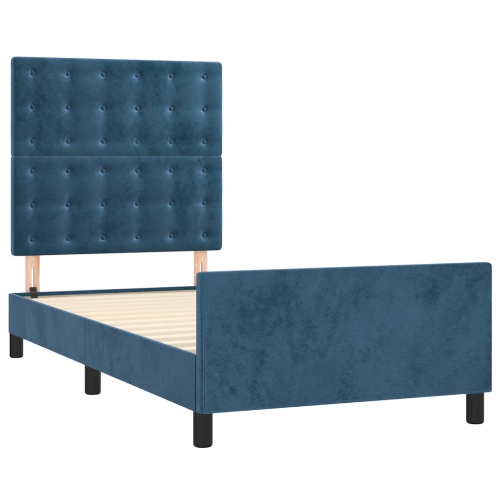 Bedframe zonder matras 90x190 cm fluweel donkerblauw