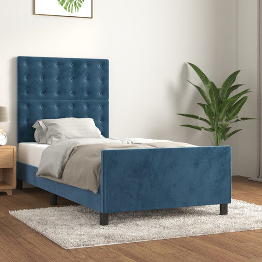 Bedframe zonder matras 90x190 cm fluweel donkerblauw