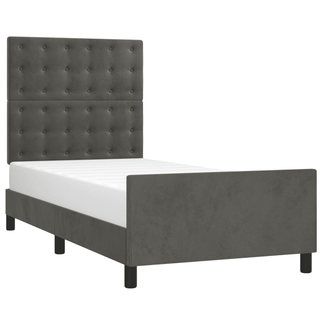 Bedframe met hoofdeinde fluweel donkergrijs 90x200 cm Bedden & bedframes | Creëer jouw Trendy Thuis | Gratis bezorgd & Retour | Trendy.nl