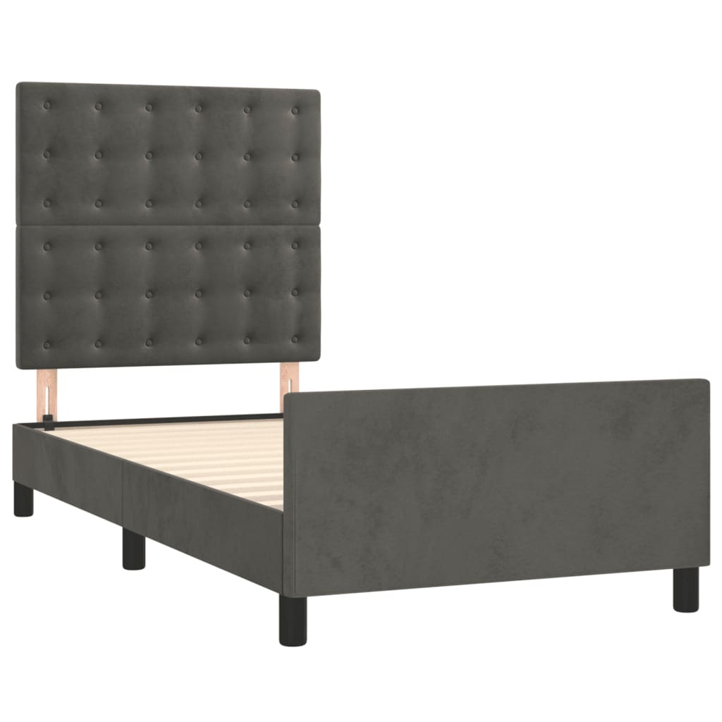 Bedframe met hoofdeinde fluweel donkergrijs 90x200 cm Bedden & bedframes | Creëer jouw Trendy Thuis | Gratis bezorgd & Retour | Trendy.nl