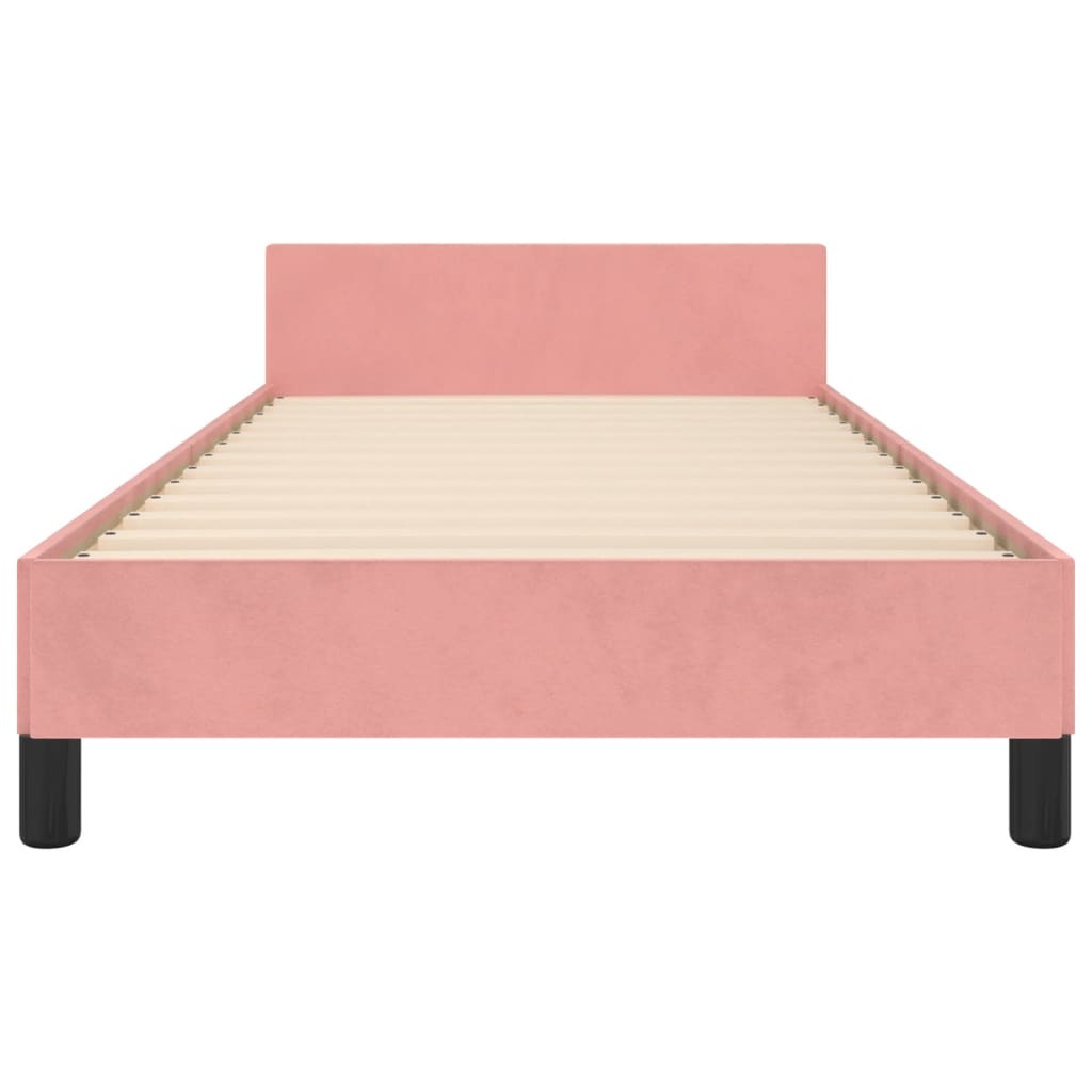 Bedframe met hoofdeinde fluweel roze 90x200 cm