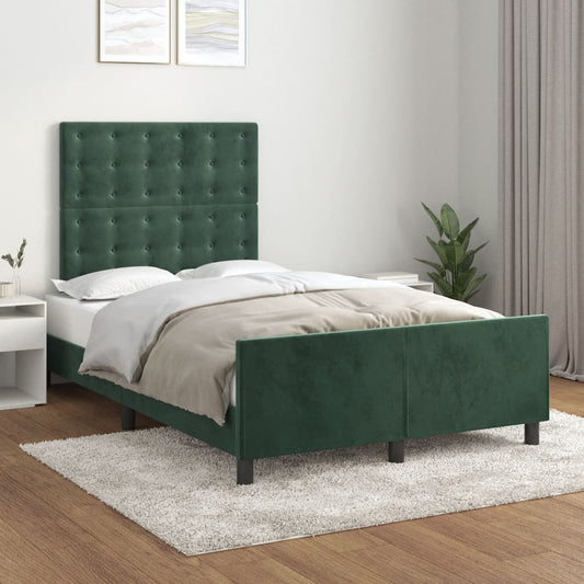 Bedframe met hoofdeinde fluweel donkergroen 120x200 cm Bedden & bedframes | Creëer jouw Trendy Thuis | Gratis bezorgd & Retour | Trendy.nl