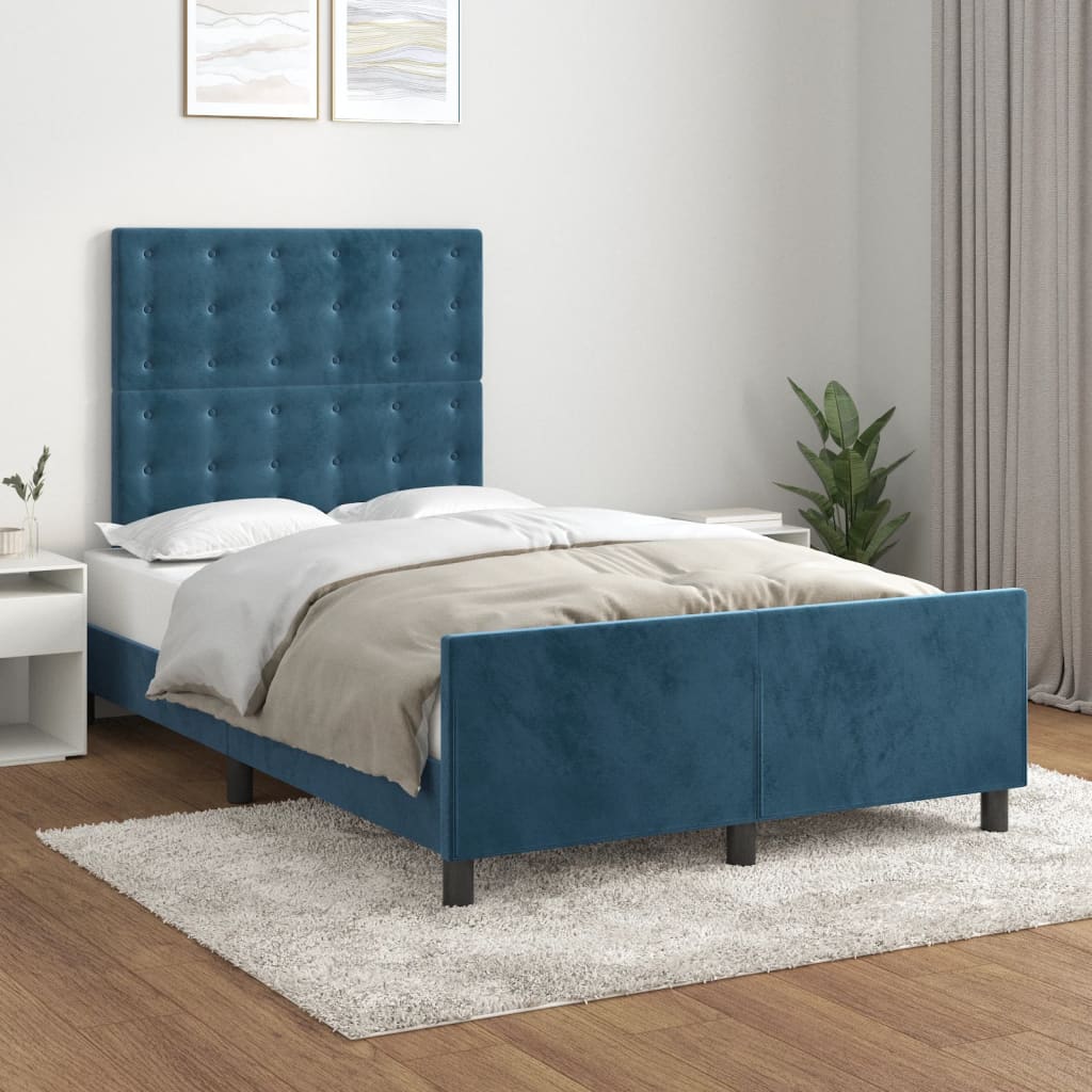 Bedframe zonder matras 120x200 cm fluweel donkerblauw