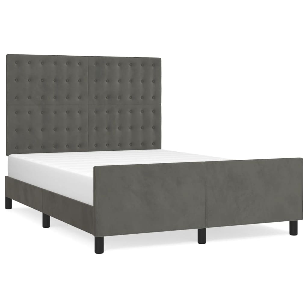 Bedframe met hoofdeinde fluweel donkergrijs 140x200 cm Bedden & bedframes | Creëer jouw Trendy Thuis | Gratis bezorgd & Retour | Trendy.nl