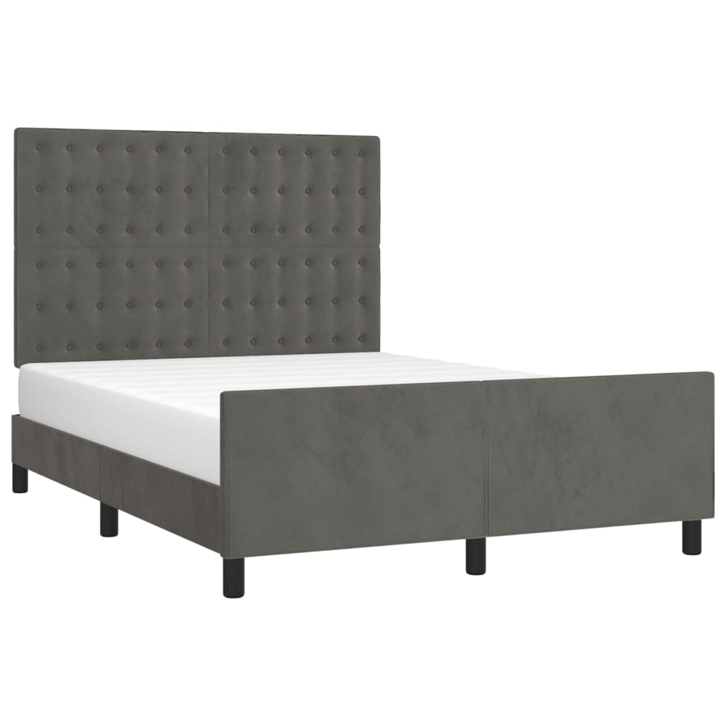 Bedframe met hoofdeinde fluweel donkergrijs 140x200 cm Bedden & bedframes | Creëer jouw Trendy Thuis | Gratis bezorgd & Retour | Trendy.nl